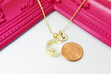 Moon and Star Necklace, Gold Moon and Star, CZ Diamond Jewelry, Mothers Day Gift, Dainty Necklace, Delicate Minimal, Personalized Gift, G014