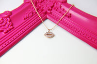 Rose Gold Lip Charm Necklace, Best Friends Gift, N1553