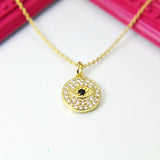 Gold Evil Eye Charm Necklace, Evil Eye Jewelry, Protective Gift, G234