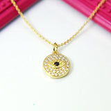 Gold Evil Eye Charm Necklace, Evil Eye Jewelry, Protective Gift, G234