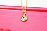 Evil Eye Charm Necklace, Gold Evil Eye Charm, Lampwork Charm, N577E