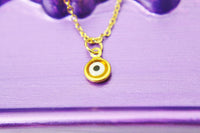 Evil Eye Charm Necklace, Gold Evil Eye Charm, Lampwork Charm, N577E