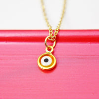 Evil Eye Charm Necklace, Gold Evil Eye Charm, Lampwork Charm, N577E