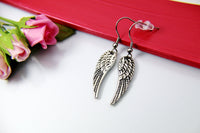 Angel Wing Earrings, Angel Wing Charm Dangle Earrings, Silver Wing Earrings, Wing Charm, Angel Wing Jewelry, Silver Earrings, N1465