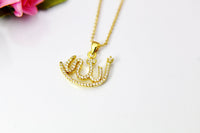 Gold Allah Necklace, Arabic Jewelry, Arabic CZ Diamond Jewelry, Dainty Necklace, Delicate Jewelry, Minimal Necklace, G230