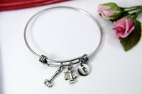 Lawyer Bracelet, Justice Scale Charm, Gavel Charm, Libra Charm, Lawyer Gift, Attorney Gift, Law School Graduate Gift, Graduation Gift, N1531