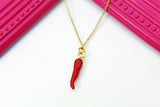 Gold Red Hot Chili Pepper Charm Necklace N1697B