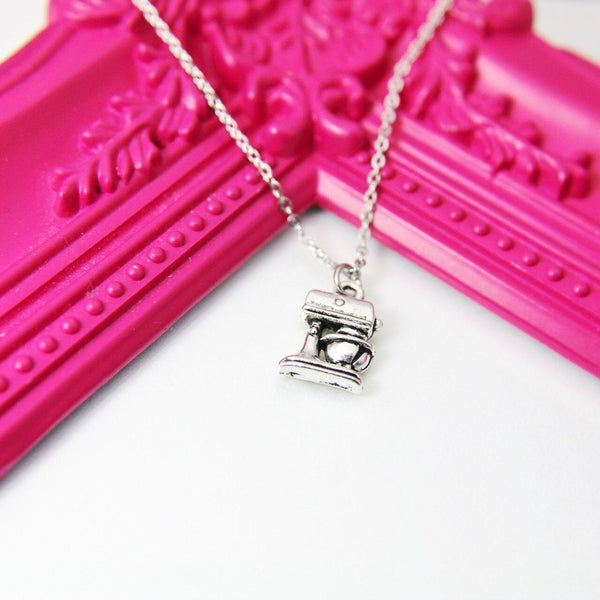 Silver Kitchen Mixer Charm Necklace, Baker Charm, Baker Jewelry, Bakery Shop Gift, Baker Gift, Chef Gift, Foodie Gift, N1701