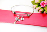 Silver Crescent Moon Palm Tree Charm Bracelet, N2119A