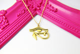 Gold Egyptian Eye of Horus Charm Necklace, Personalized Gift, N671