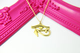 Gold Egyptian Eye of Horus Charm Necklace, Personalized Gift, N671