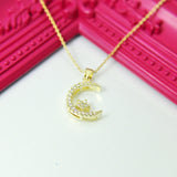 Moon Star Necklace, Moon and Star Jewelry, G028