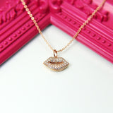 Rose Gold Lip Charm Necklace, Best Friends Gift, N1553
