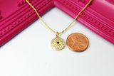 Gold Evil Eye Charm Necklace, Evil Eye Jewelry, Protective Gift, G234