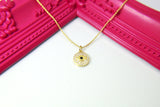 Gold Evil Eye Charm Necklace, Evil Eye Jewelry, Protective Gift, G234