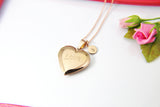 Rose Gold Love Heart Locket Necklace, Best Gift for Girlfriend, Anniversary, Valentine's Day, Birthday, Christmas, Love You Present, N1801