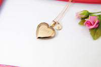 Rose Gold Love Heart Locket Necklace, Best Gift for Girlfriend, Anniversary, Valentine's Day, Birthday, Christmas, Love You Present, N1801