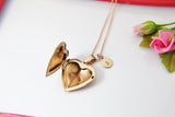 Rose Gold Love Heart Locket Necklace, Best Gift for Girlfriend, Anniversary, Valentine's Day, Birthday, Christmas, Love You Present, N1801