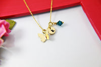 Gold Butterfly Charm Necklace Birthday's Gifts, Personalized Gifts, N2710B