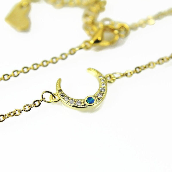 Crescent Bracelet, Gold Crescent Moon Bracelet, Micro Pave Grade AAA Cubic Zirconia Jewelry, Mother's Day Gift, G278