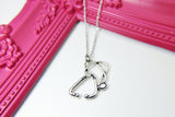 Silver Stethoscope Charm Necklace, Medical School Jewelry Gift, N1572