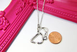 Silver Stethoscope Charm Necklace, Medical School Jewelry Gift, N1572