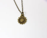 Bronze Sunflower Charm Necklace, BN1573