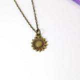 Bronze Sunflower Charm Necklace, BN1573