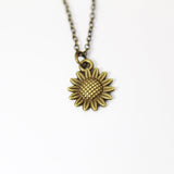 Bronze Sunflower Charm Necklace, BN1573