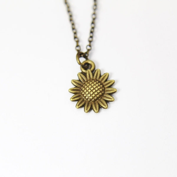 Bronze Sunflower Charm Necklace, BN1573