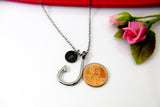 Fish Hook Necklace, Gunmetal Black Necklace, Halloween Decoration Gift, Halloween Jewelry, Boyfriend Girlfriend Gift, N1890
