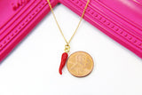 Gold Red Hot Chili Pepper Charm Necklace N1697B