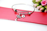 Silver Crescent Moon Palm Tree Charm Bracelet, N2119A