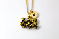 Three Wise Monkeys Necklace, Gold Three Monkeys Charm, Three Monkeys Jewelry, No Evil Wise Monkey, Personalized Gift, Christmas Gift, N479