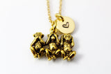 Three Wise Monkeys Necklace, Gold Three Monkeys Charm, Three Monkeys Jewelry, No Evil Wise Monkey, Personalized Gift, Christmas Gift, N479