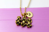 Three Wise Monkeys Necklace, Gold Three Monkeys Charm, Three Monkeys Jewelry, No Evil Wise Monkey, Personalized Gift, Christmas Gift, N479