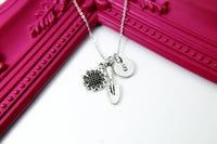 Gardening Tools Shovel Daisy Sunflower Charm Necklace, N1897