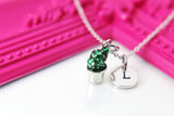 Silver Cactus Charm Necklace, Best Birthday Christmas Unique Gifts for Mom Great Grandma Aunt Sister in Law Girl Cousin Friends, N1946