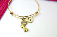 Gold Nefertiti Egypt Queen Charm Bracelet, Best Birthday Christmas Unique Gifts for Sister Friend Girl Teen Daughter Mom Aunt Cousin, N1958