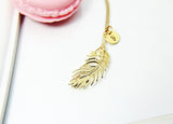 Personalized Gold Feathers initial Charm Necklace, Best Unique Gifts for Aunt Girlfriend Daughter Sister Mom Friends, N1961