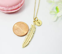 Gold Feathers Charm Necklace, Best Personalized Birthday Christmas Unique Gifts for Girl Girlfriend Daughter Sister Mom Aunt Friends, N1962