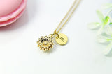 Gold Peony Botan Necklace, Best Birthday Christmas Unique Personalized Gifts for Girl Girlfriend Wife Daughter Sister Mom Aunt Friend, N1966