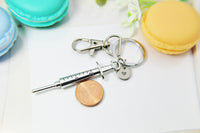 Silver Medical  Syringe Charm Keychain, Best Birthday Christmas Unique Gifts for Medical School Gift Phlebotomy Phlebotomist, N1975