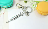 Silver Medical  Syringe Charm Keychain, Best Birthday Christmas Unique Gifts for Medical School Gift Phlebotomy Phlebotomist, N1975