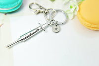 Silver Medical  Syringe Charm Keychain, Best Birthday Christmas Unique Gifts for Medical School Gift Phlebotomy Phlebotomist, N1975