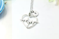 Silver Heart Charm Necklace, Best Birthday Christmas Unique Gifts for Medical School Emergency Medical Technician Paramedic EMT, N1995