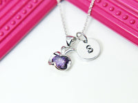 Apple Necklace, Platinum Apple Pendant, Teacher Necklace,Teacher Appreciation Gift, Gifts for Teacher, Teacher Thank YouGift, N2022