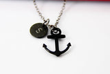 Black Anchor Pendant Necklace, N2036