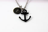 Black Anchor Pendant Necklace, N2036