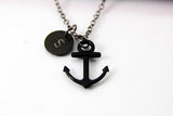Black Anchor Pendant Necklace, N2036
